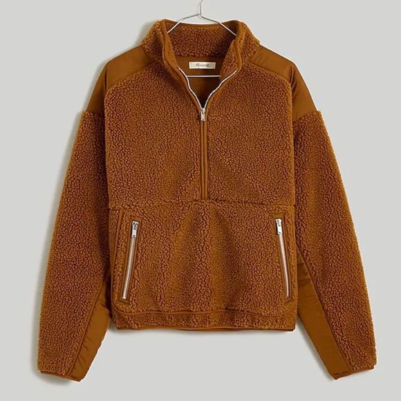 Madewell Jackets & Blazers - Madewell Faux Sherpa Kokomo Pullover Womens XS Camel